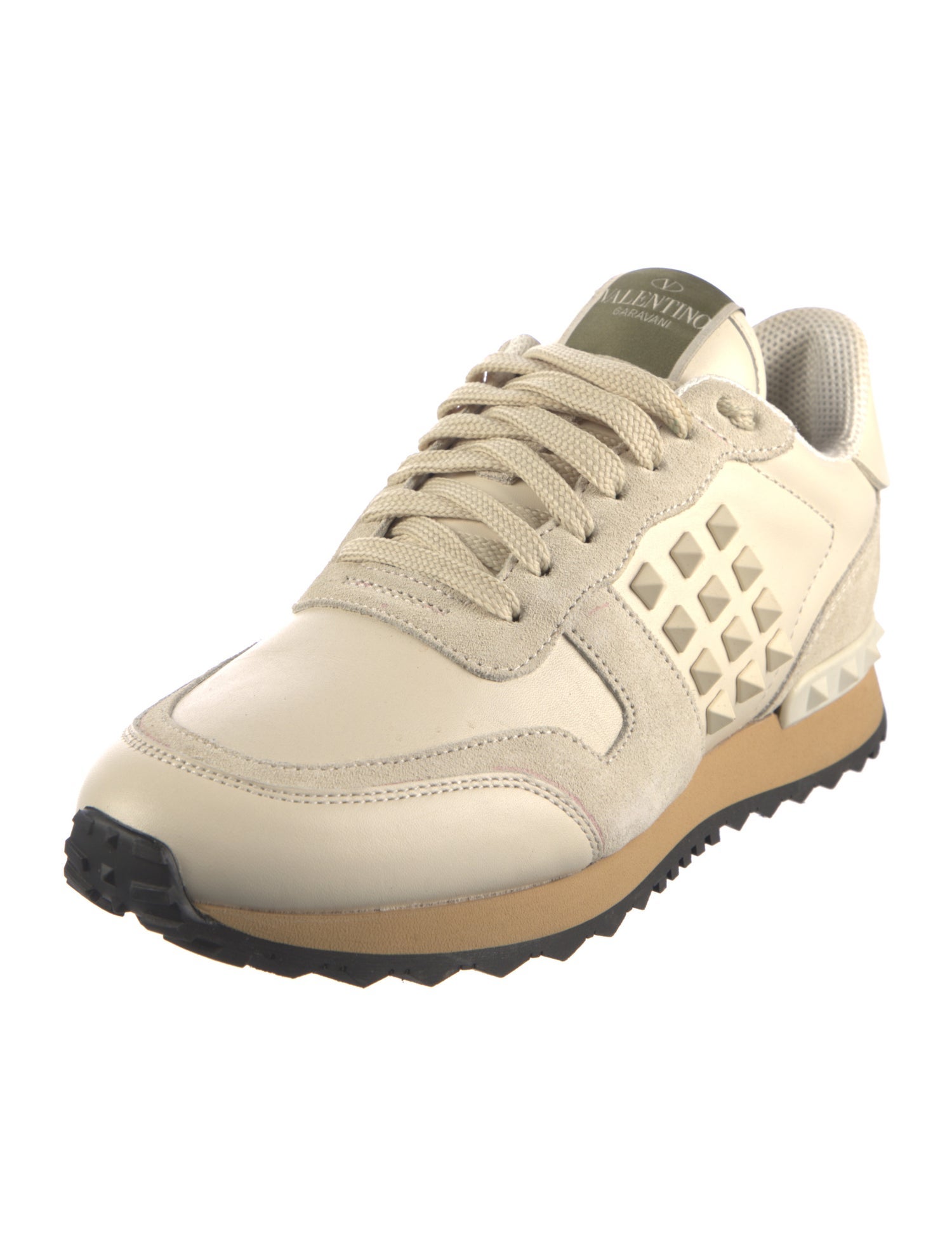 Valentino Rockstud Accents Leather Athletic Sneakers