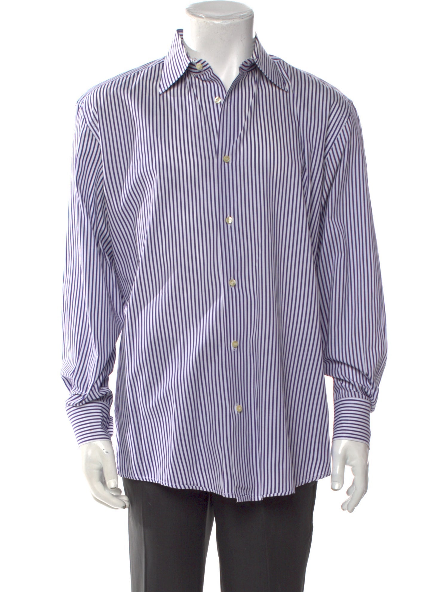 Valentino Striped Long Sleeve Dress Shirt