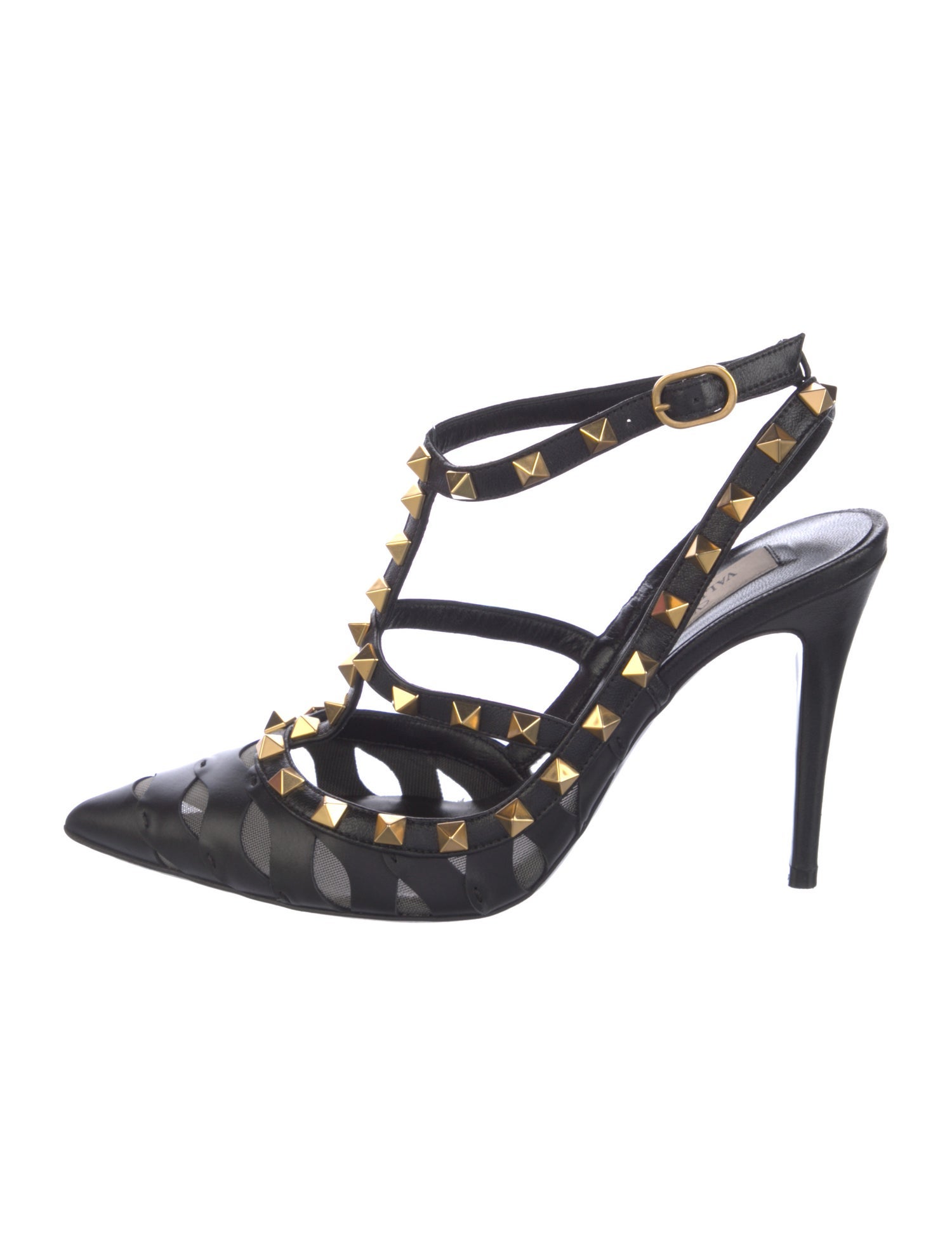 Valentino Rockstud Accents Leather T-Strap Pumps