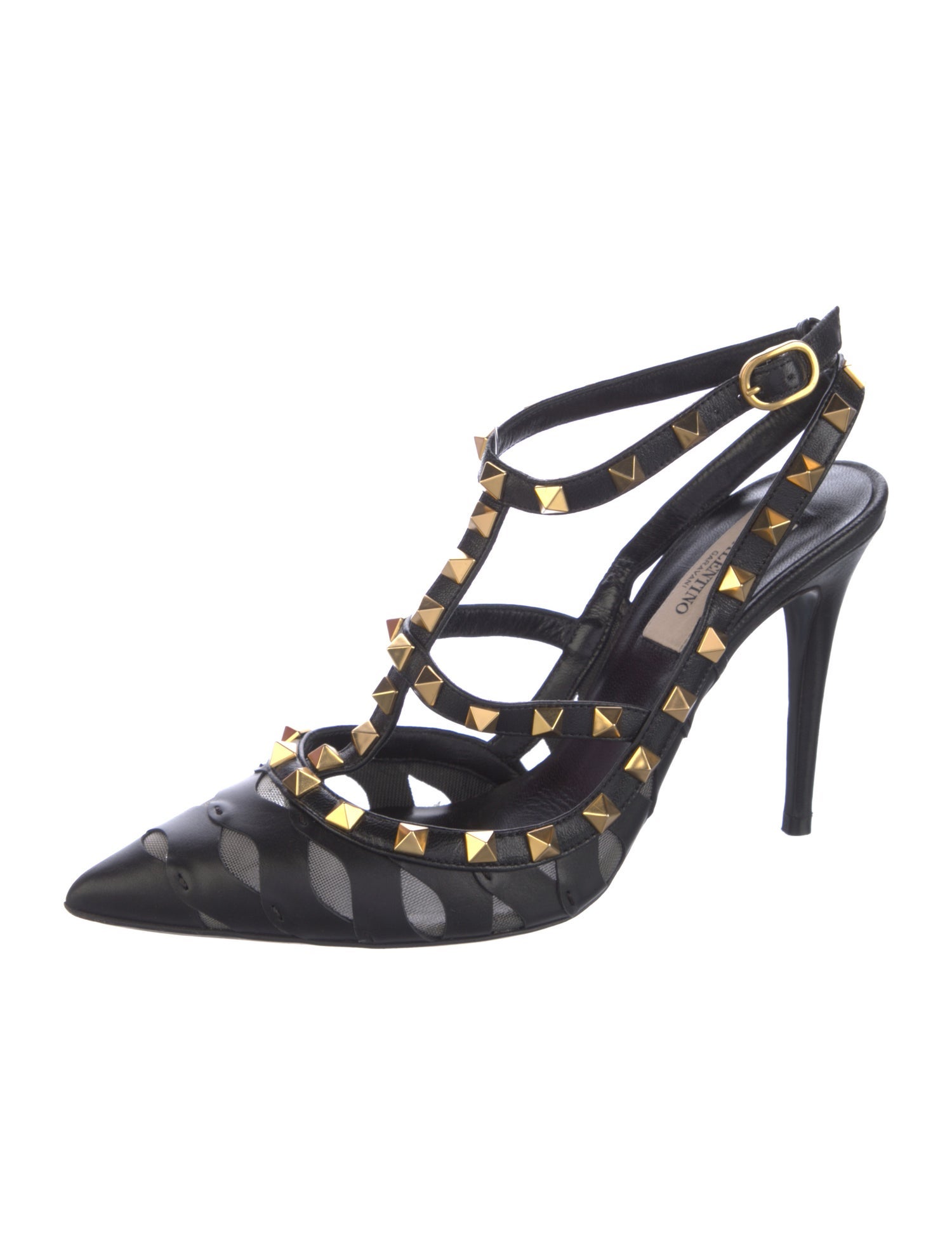 Valentino Rockstud Accents Leather T-Strap Pumps