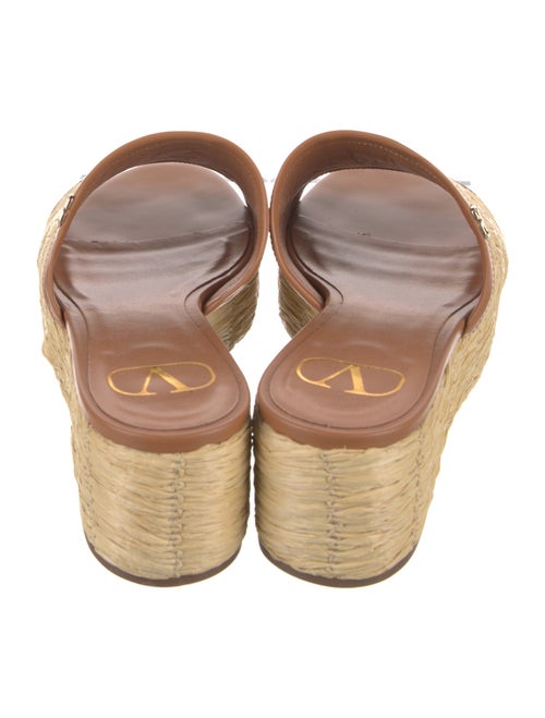 Valentino Straw Leather Trim Embellishment Espadrilles