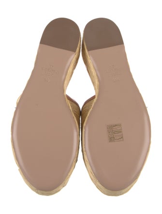 Valentino Straw Leather Trim Embellishment Espadrilles
