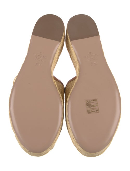 Valentino Straw Leather Trim Embellishment Espadrilles