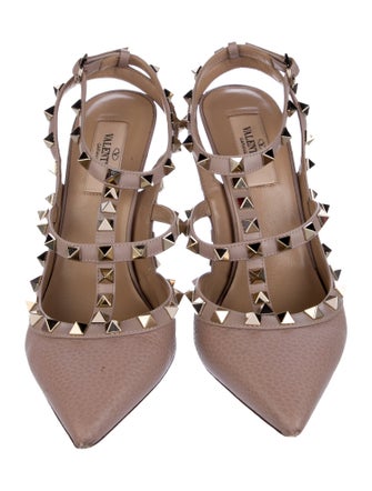 Valentino Rockstud Accents Leather T-Strap Pumps