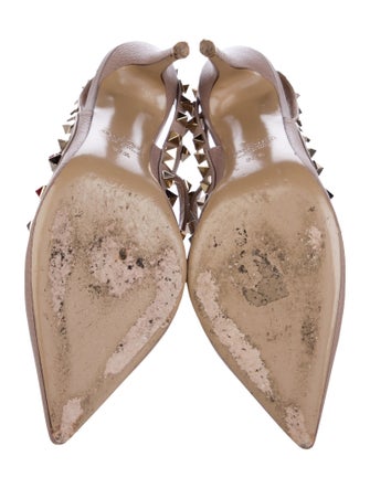 Valentino Rockstud Accents Leather T-Strap Pumps