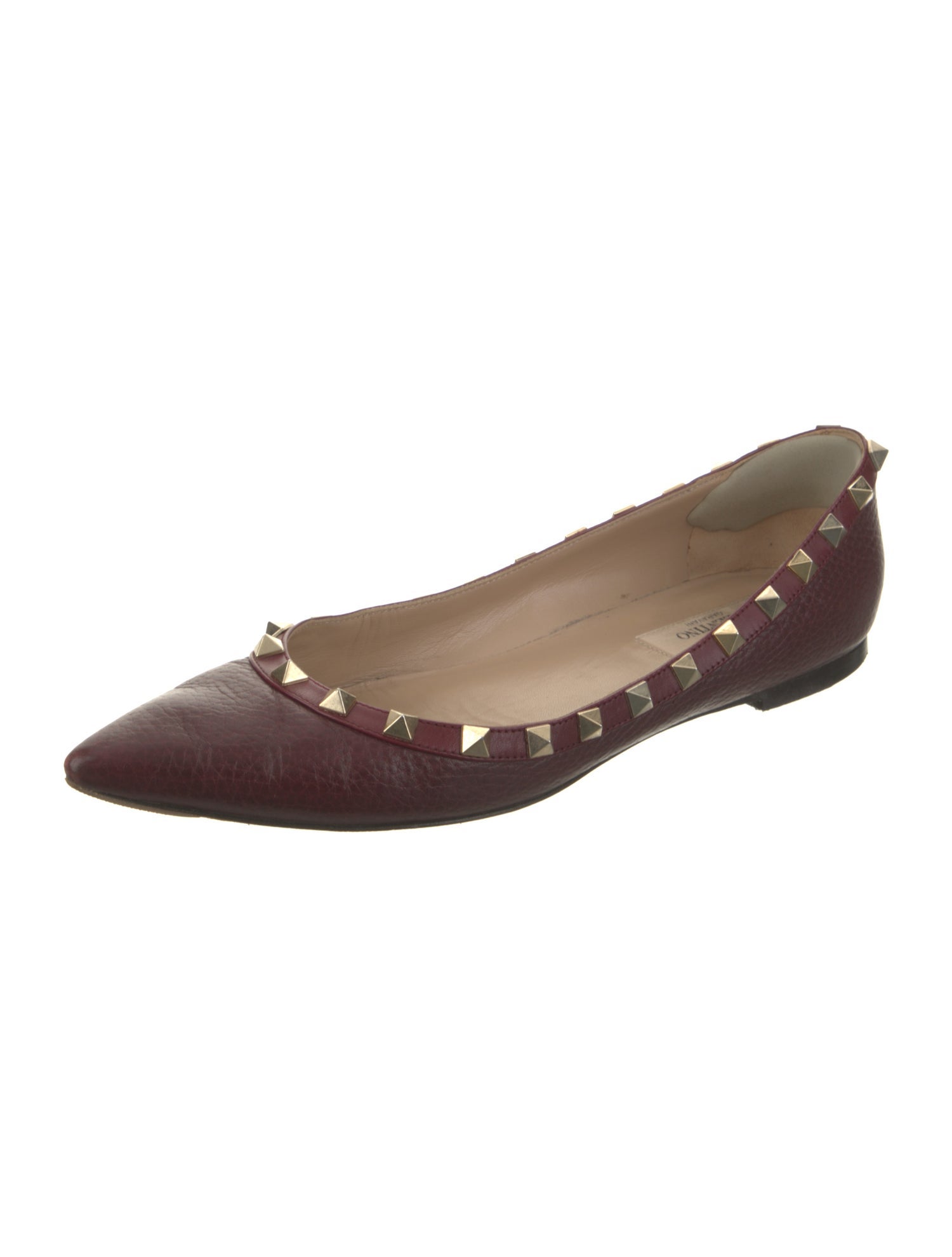 Valentino Rockstud Accents Leather Flats