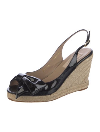 Valentino Patent Leather Bow Accents Slingback Pumps