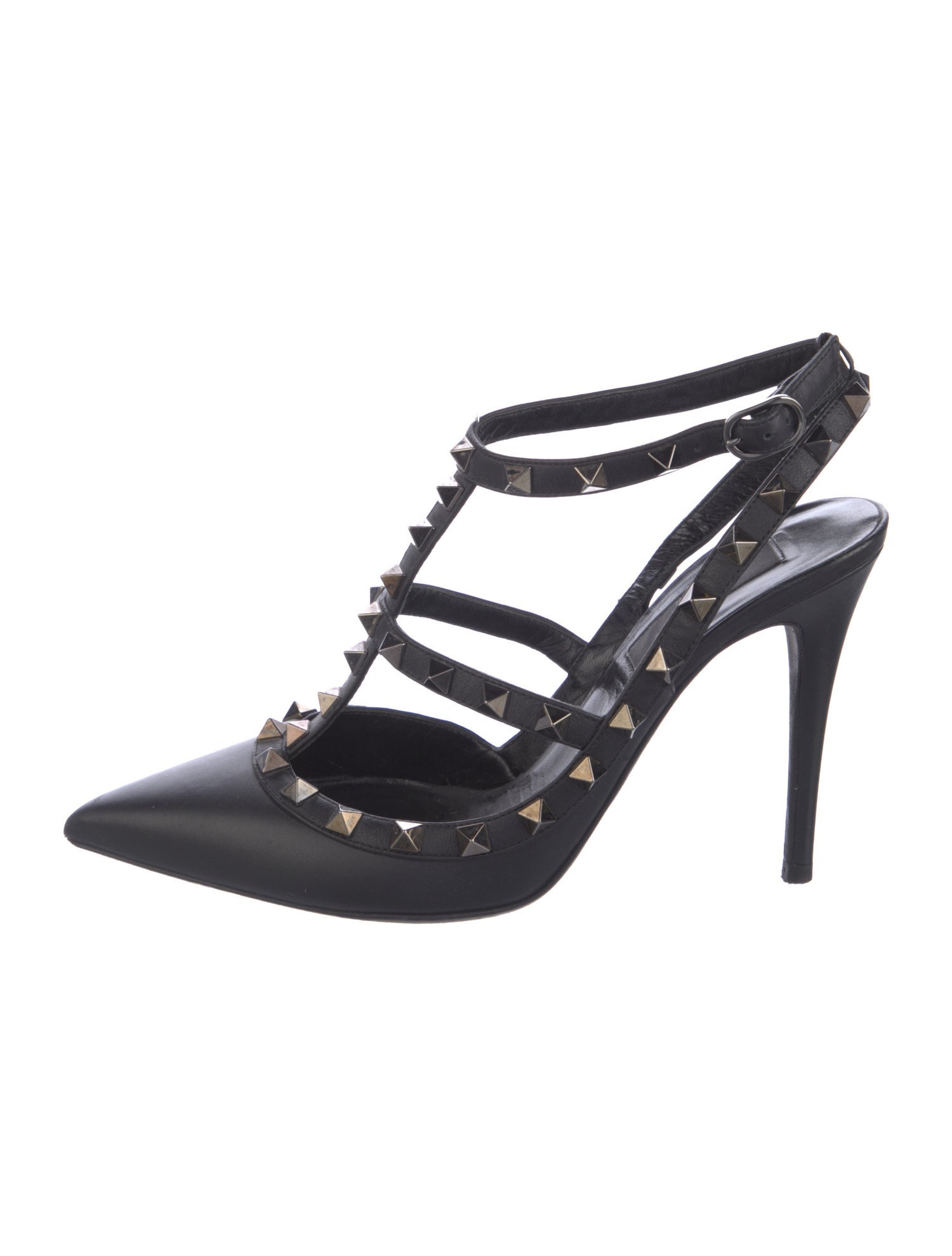 Valentino Rockstud Accents Leather T-Strap Pumps