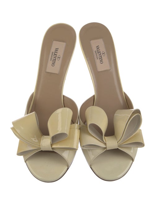 Valentino Patent Leather Bow Accents Slides