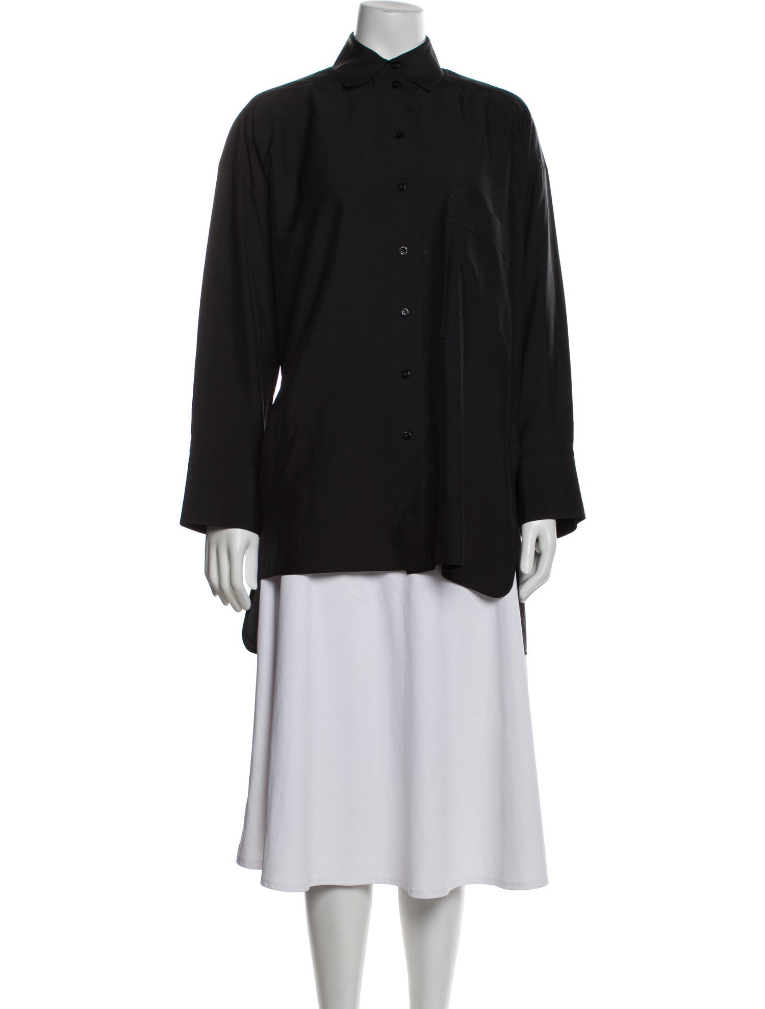 Valentino Silk Long Sleeve Button-Up Top