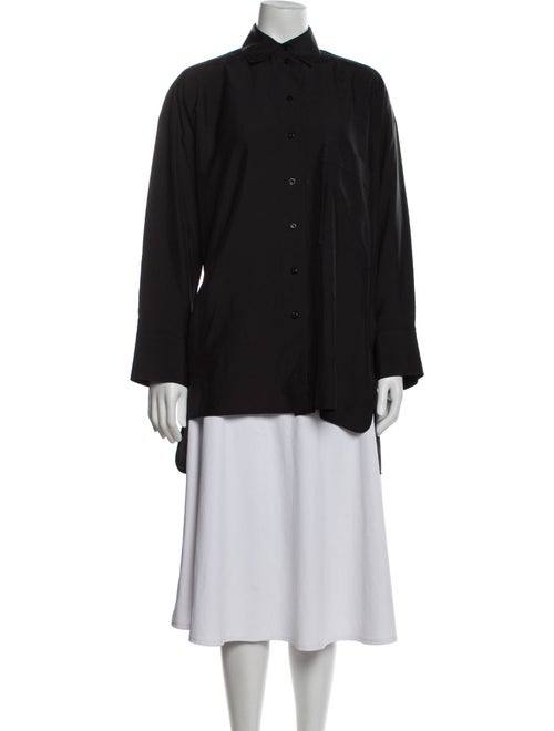 Valentino Silk Long Sleeve Button-Up Top