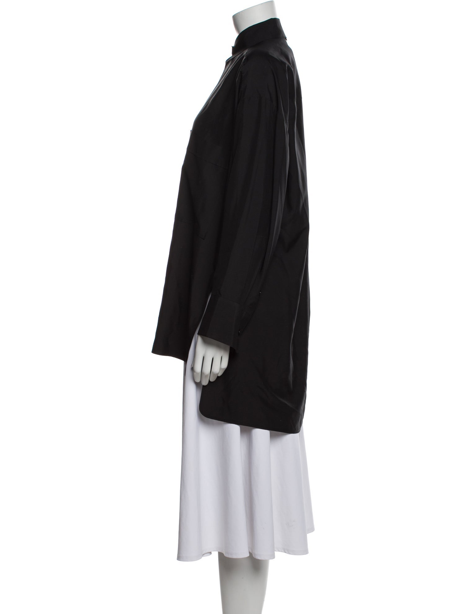 Valentino Silk Long Sleeve Button-Up Top