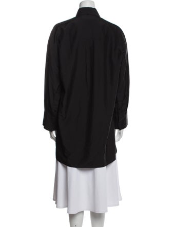 Valentino Silk Long Sleeve Button-Up Top