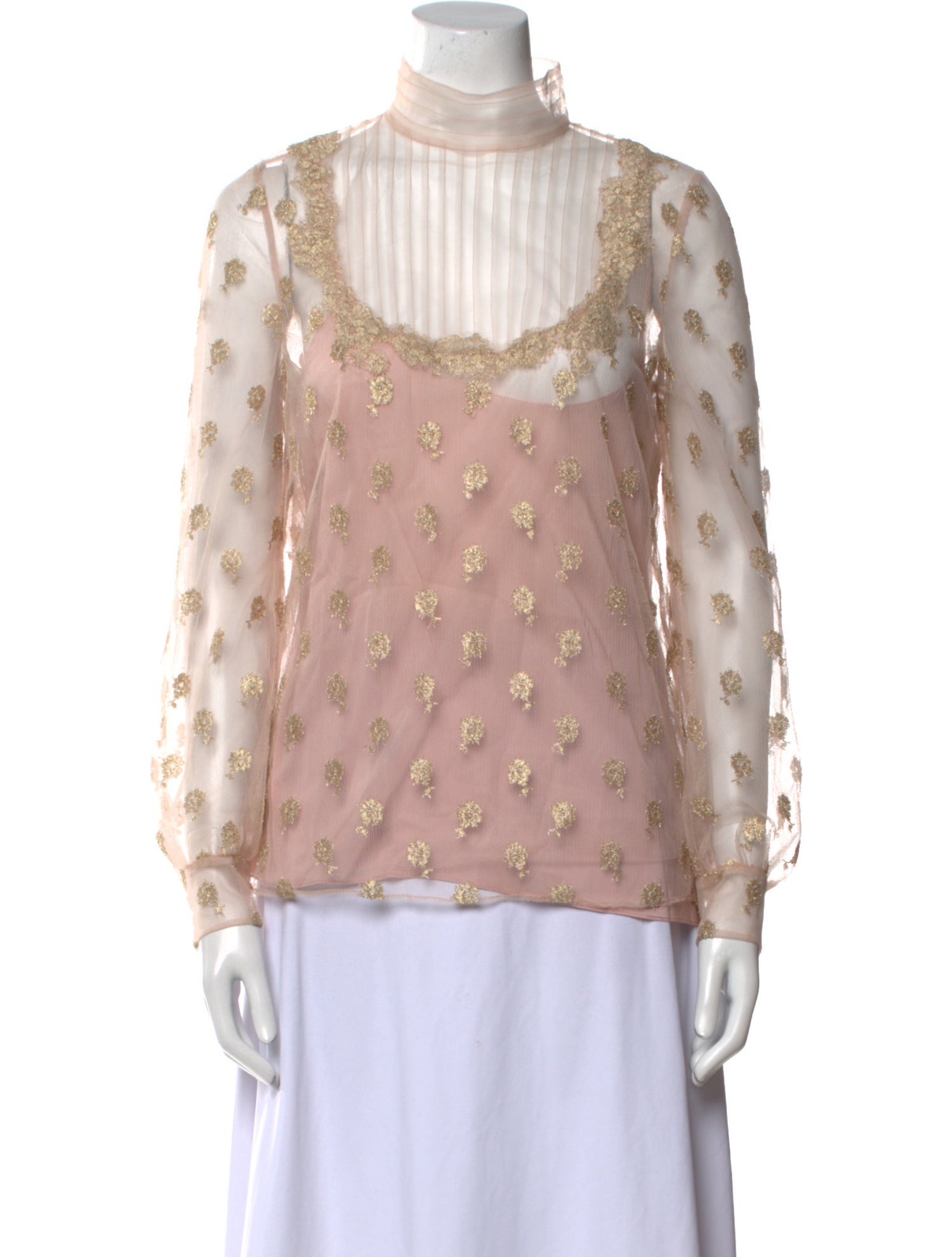 Valentino Printed Mock Neck Blouse