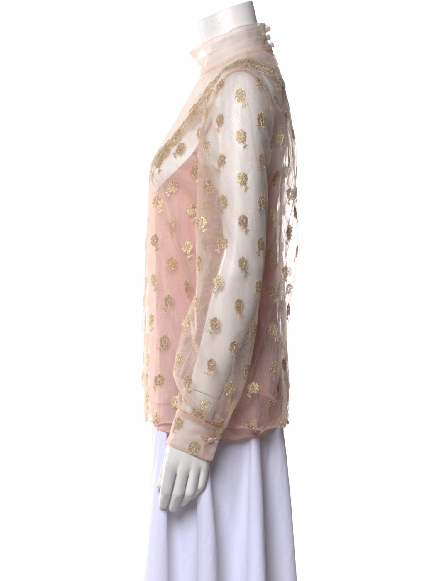 Valentino Printed Mock Neck Blouse