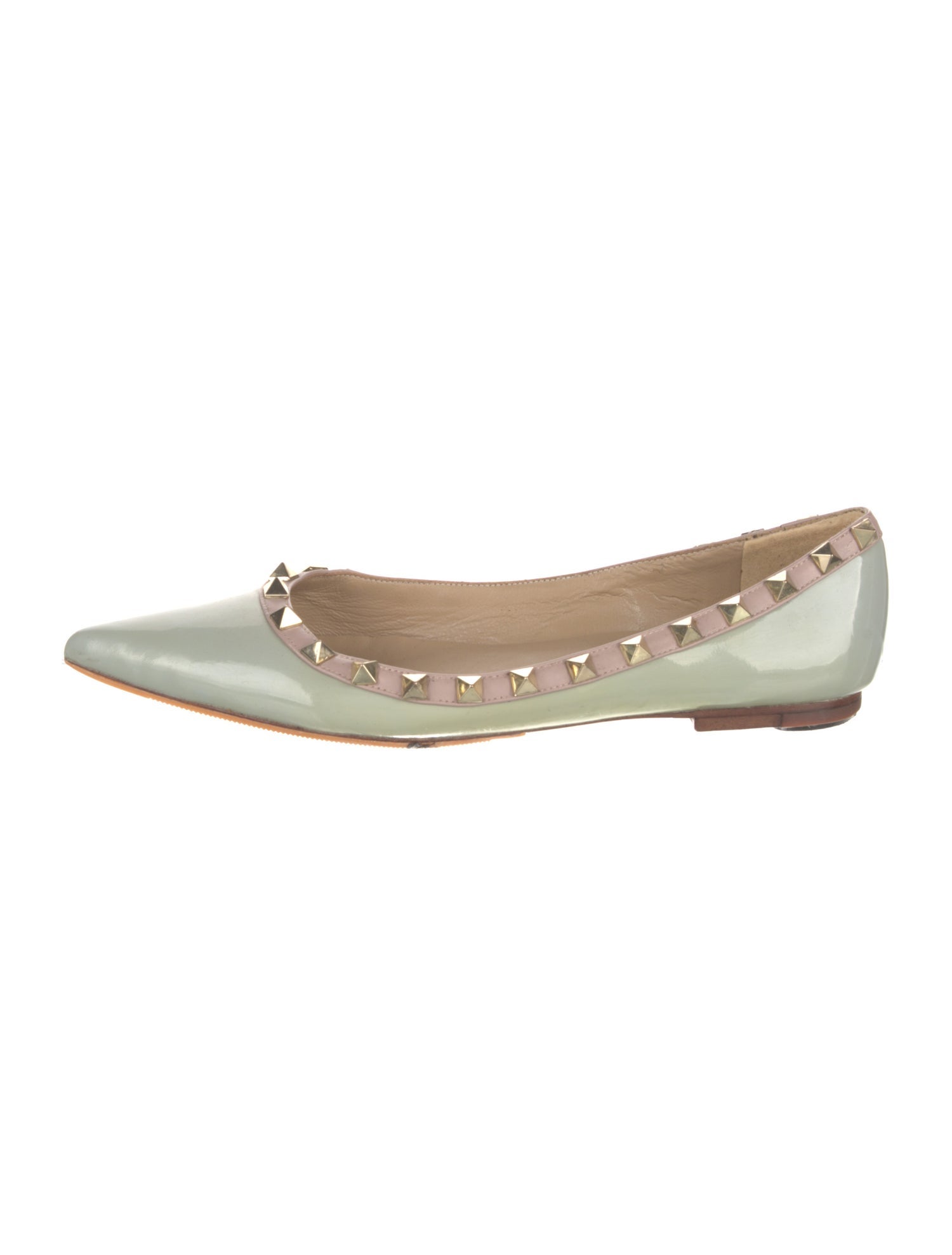 Valentino Rockstud Accents Patent Leather Ballet Flats