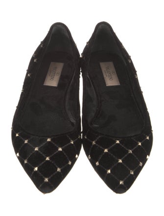 Valentino Rockstud Accents Velvet Flats