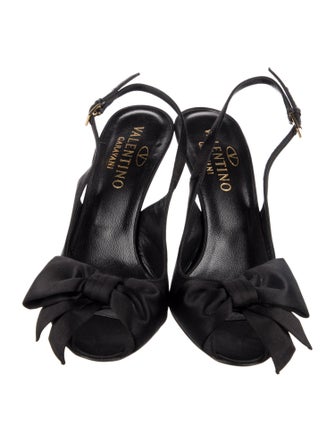 Valentino Satin Bow Accents Slingback Pumps