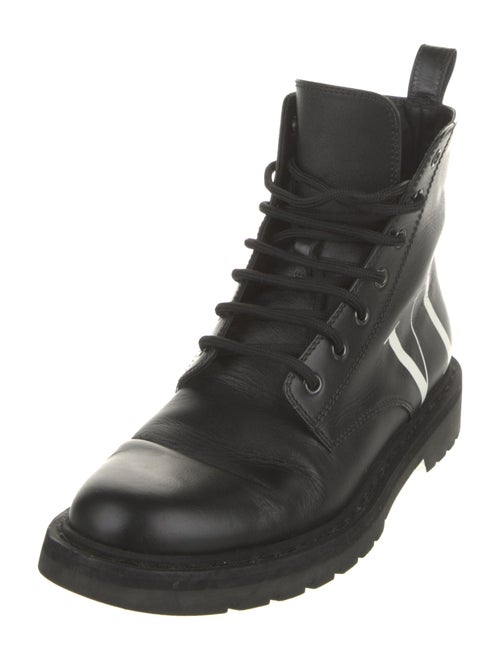 Valentino Leather Graphic Print Combat Boots