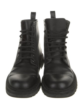 Valentino Leather Graphic Print Combat Boots