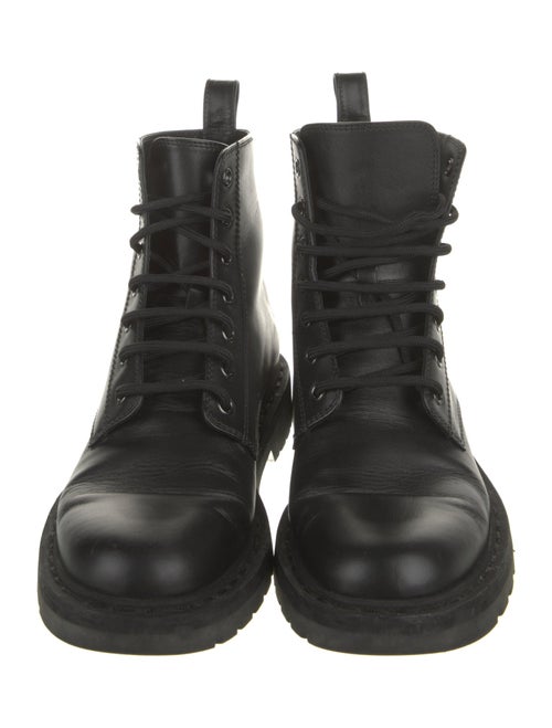 Valentino Leather Graphic Print Combat Boots