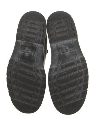 Valentino Leather Graphic Print Combat Boots