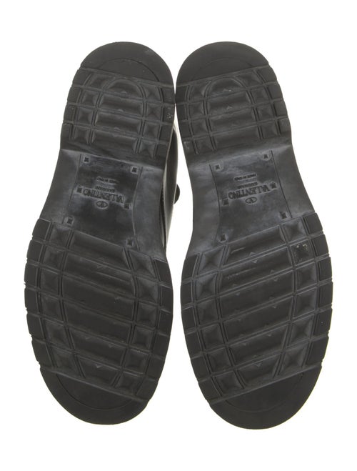 Valentino Leather Graphic Print Combat Boots