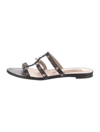 Valentino Rockstud Accents Leather Slides