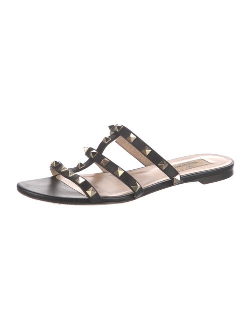 Valentino Rockstud Accents Leather Slides