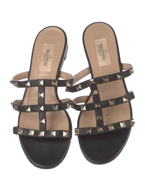Valentino Rockstud Accents Leather Slides