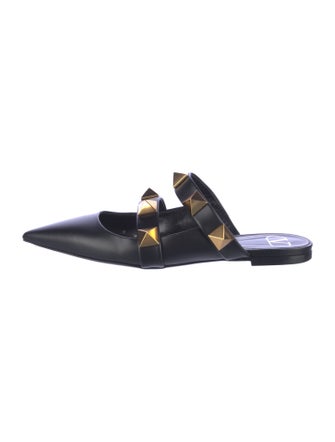 Valentino Rockstud Accents Leather Mules