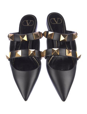 Valentino Rockstud Accents Leather Mules