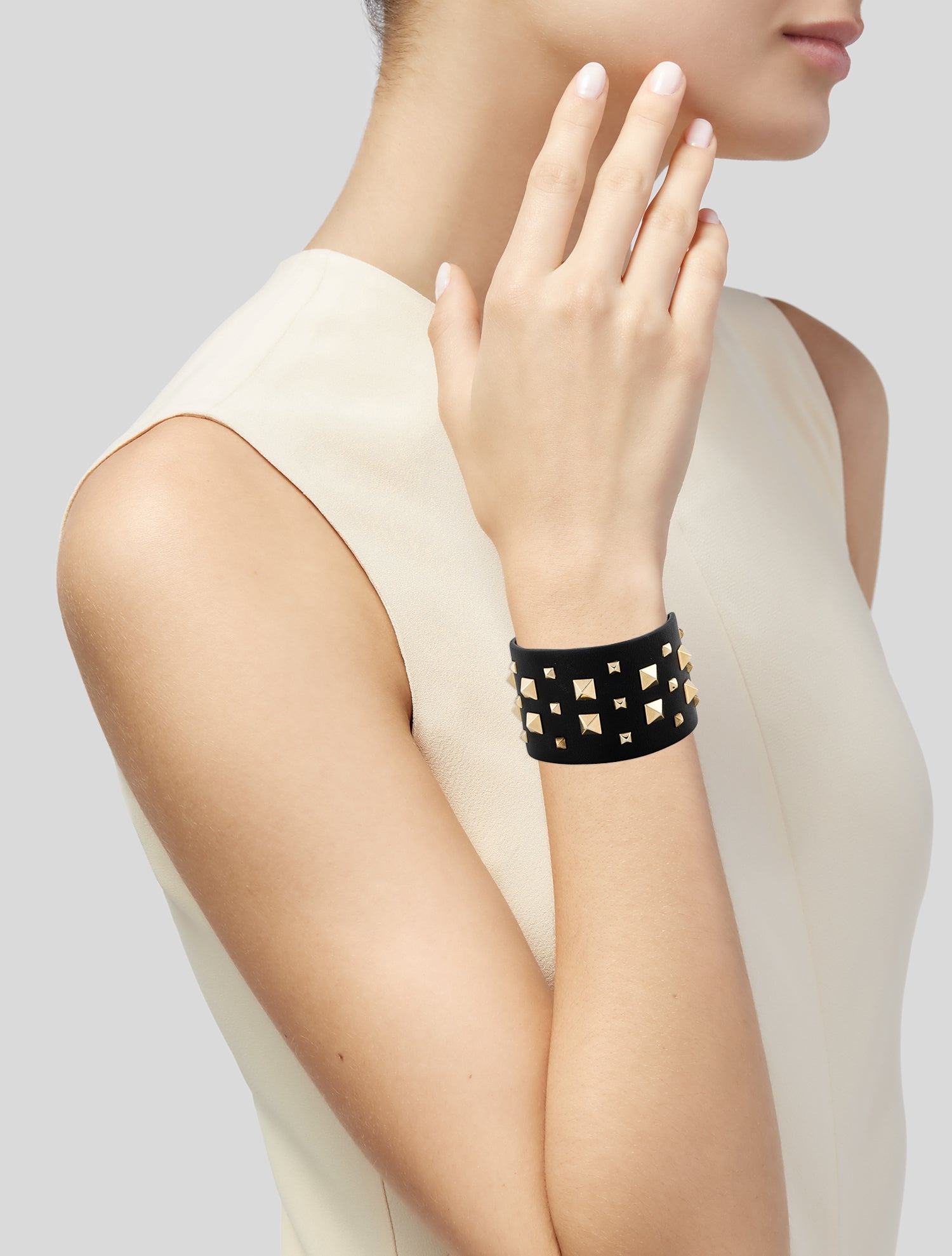 Valentino Rockstud Wide Leather Bracelet