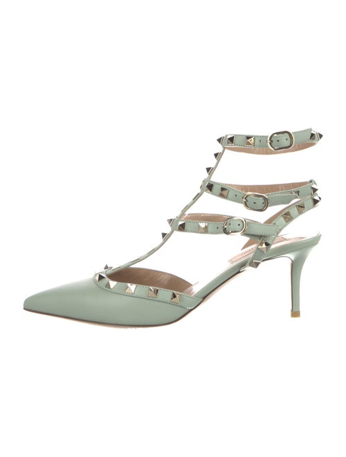 Valentino Rockstud Accents Leather T-Strap Pumps