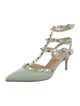 Valentino Rockstud Accents Leather T-Strap Pumps