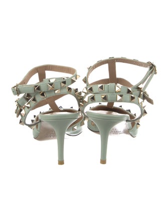 Valentino Rockstud Accents Leather T-Strap Pumps