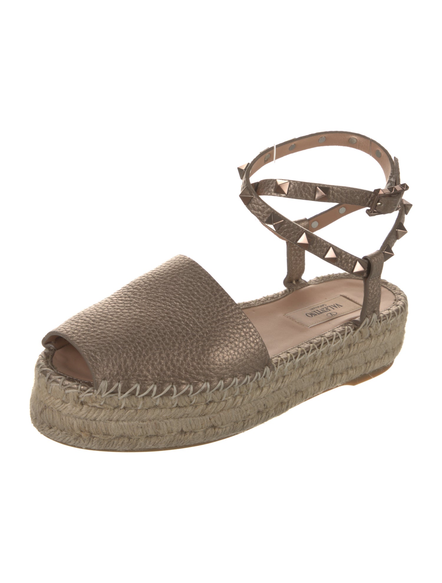 Valentino Rockstud Accents Leather Espadrilles