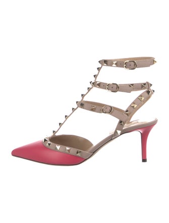 Valentino Rockstud Accents Leather T-Strap Pumps