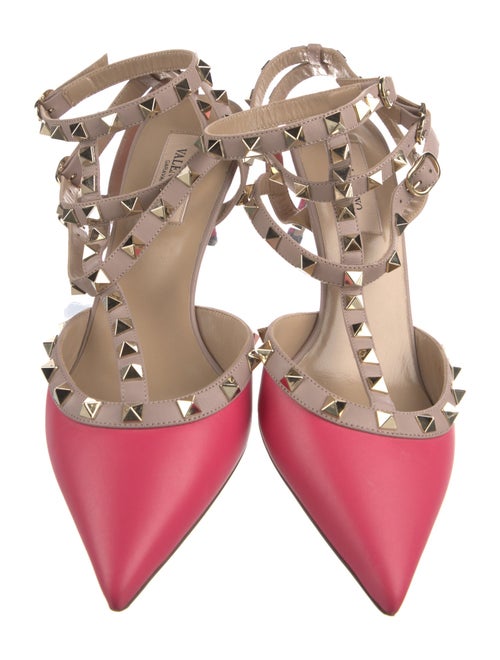 Valentino Rockstud Accents Leather T-Strap Pumps