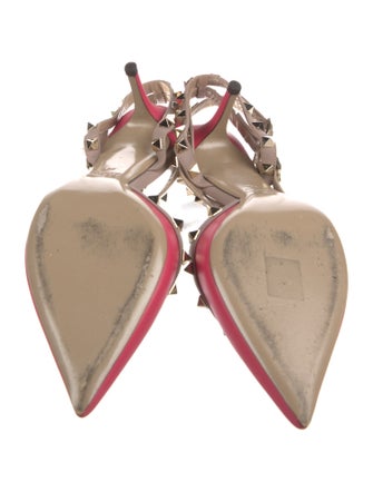 Valentino Rockstud Accents Leather T-Strap Pumps