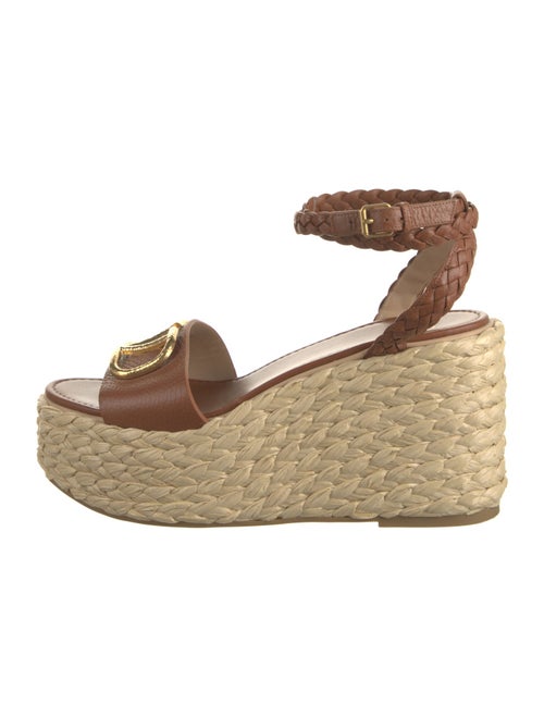 Valentino Leather Colorblock Pattern Espadrilles