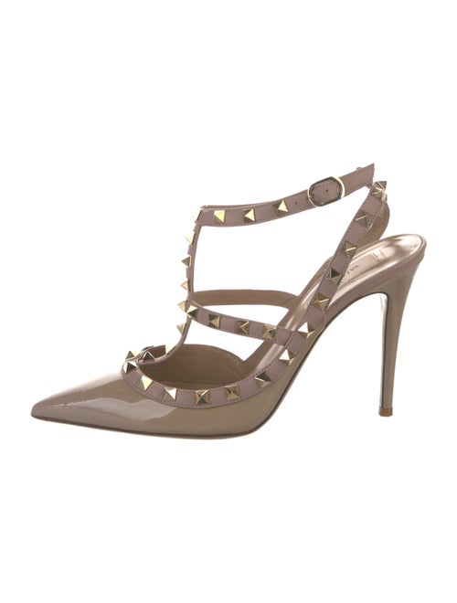 Valentino Rockstud Accents Patent Leather T-Strap Pumps