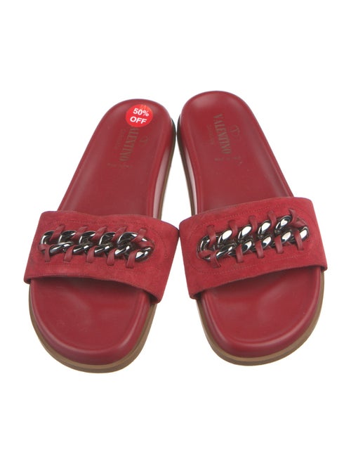 Valentino Suede Whipstitch Trim Slides