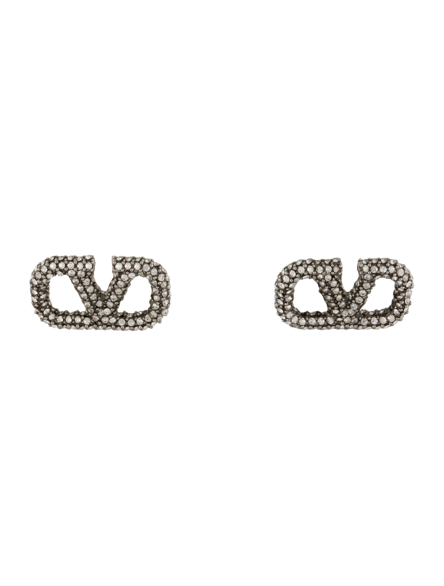 Valentino Crystal V Logo Stud Earrings