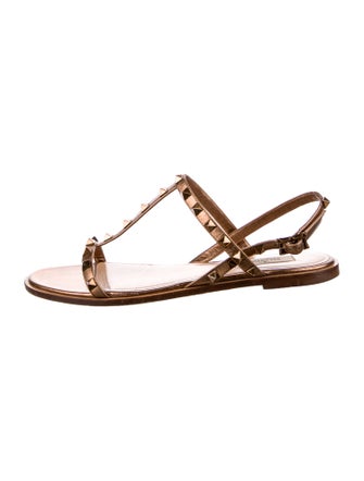 Valentino Rockstud Accents Leather T-Strap Sandals