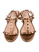 Valentino Rockstud Accents Leather T-Strap Sandals