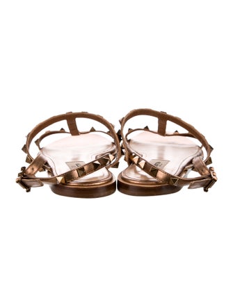 Valentino Rockstud Accents Leather T-Strap Sandals