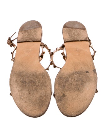 Valentino Rockstud Accents Leather T-Strap Sandals