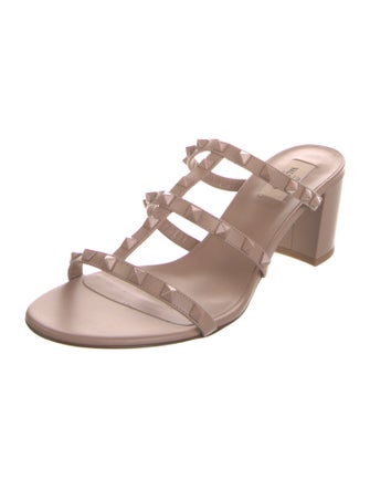 Valentino Rockstud Accents Leather Slides