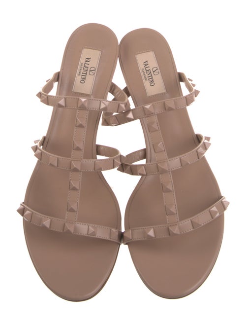Valentino Rockstud Accents Leather Slides